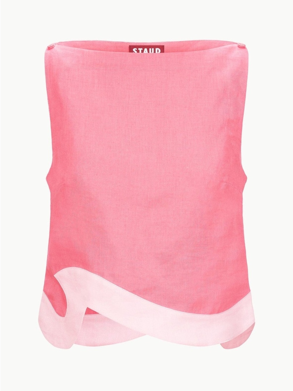 STAUD Raphael Coral Paradise/Pink Pearl Linen Top - Size L - NWT